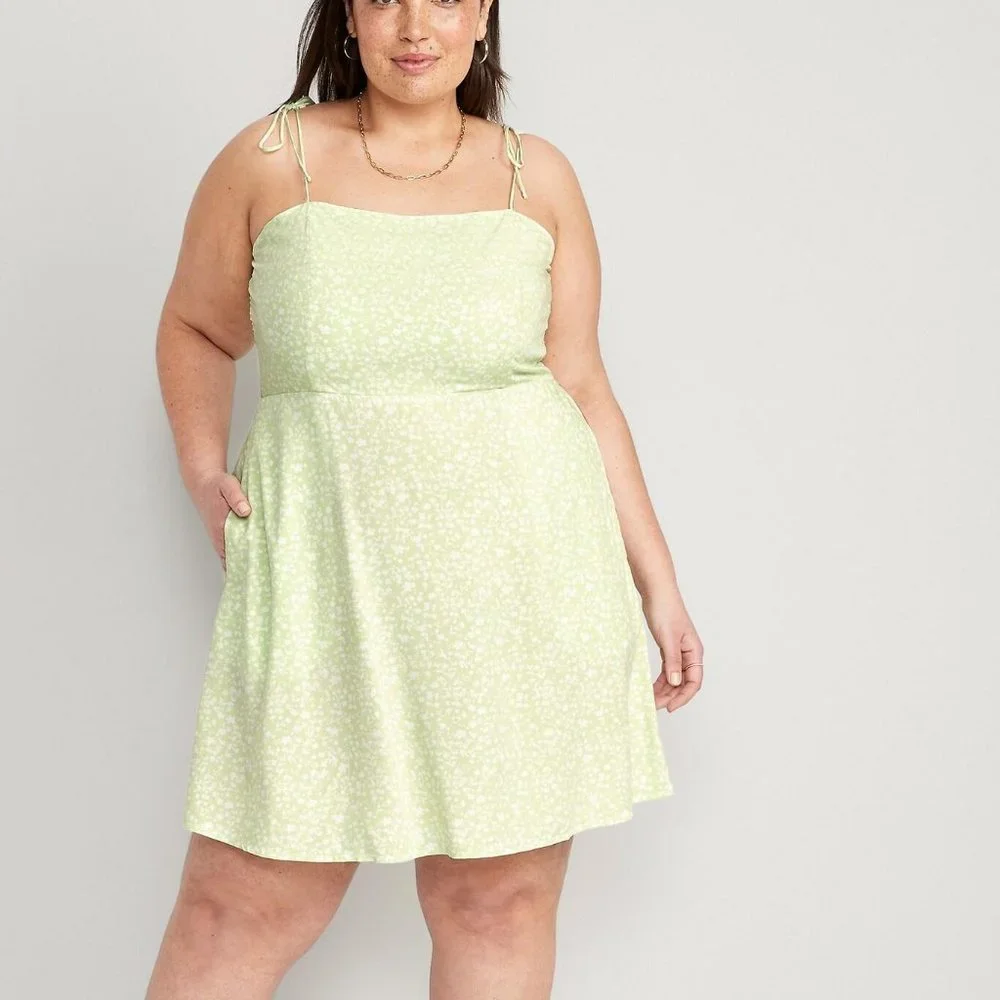 NWT Old Navy Fit & Flare Tie-Strap Floral Mini Dress for Women - Picture 6 of 7